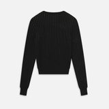 FRAME - The Sheer Stripe Sweater -- Black