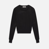FRAME - The Sheer Stripe Sweater -- Black