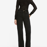 FRAME - The Sheer Stripe Sweater -- Black
