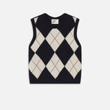 FRAME - Sotheby’s Women's Argyle Vest -- Navy Multi