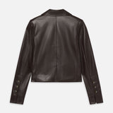 FRAME - The Leather Cuffed Jacket -- Dark Brown