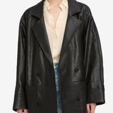 FRAME - Oversized Leather Jacket -- Black