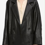 FRAME - Oversized Leather Jacket -- Black