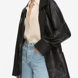 FRAME - Oversized Leather Jacket -- Black