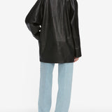 FRAME - Oversized Leather Jacket -- Black