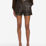 FRAME - The Leather Scout Short -- Truffle