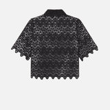 FRAME - The Deco Eyelet Top -- Black
