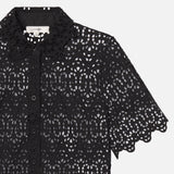 FRAME - The Deco Eyelet Top -- Black