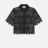 FRAME - The Deco Eyelet Top -- Black