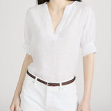 FRAME - The Linen V - Neck Popover Top