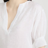FRAME - The Linen V - Neck Popover Top