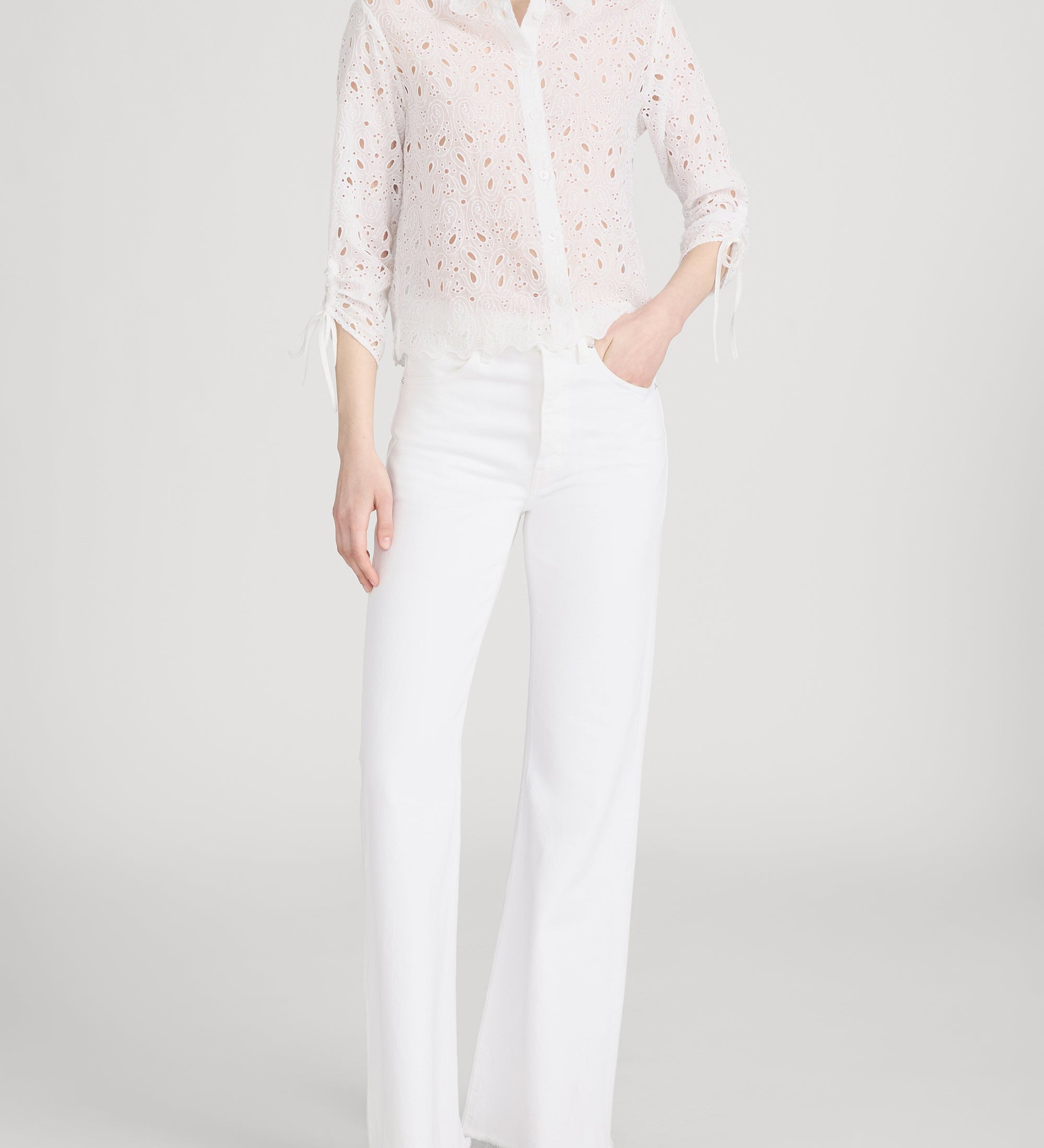 FRAME - The Paisley Eyelet Cinch Sleeve Shirt