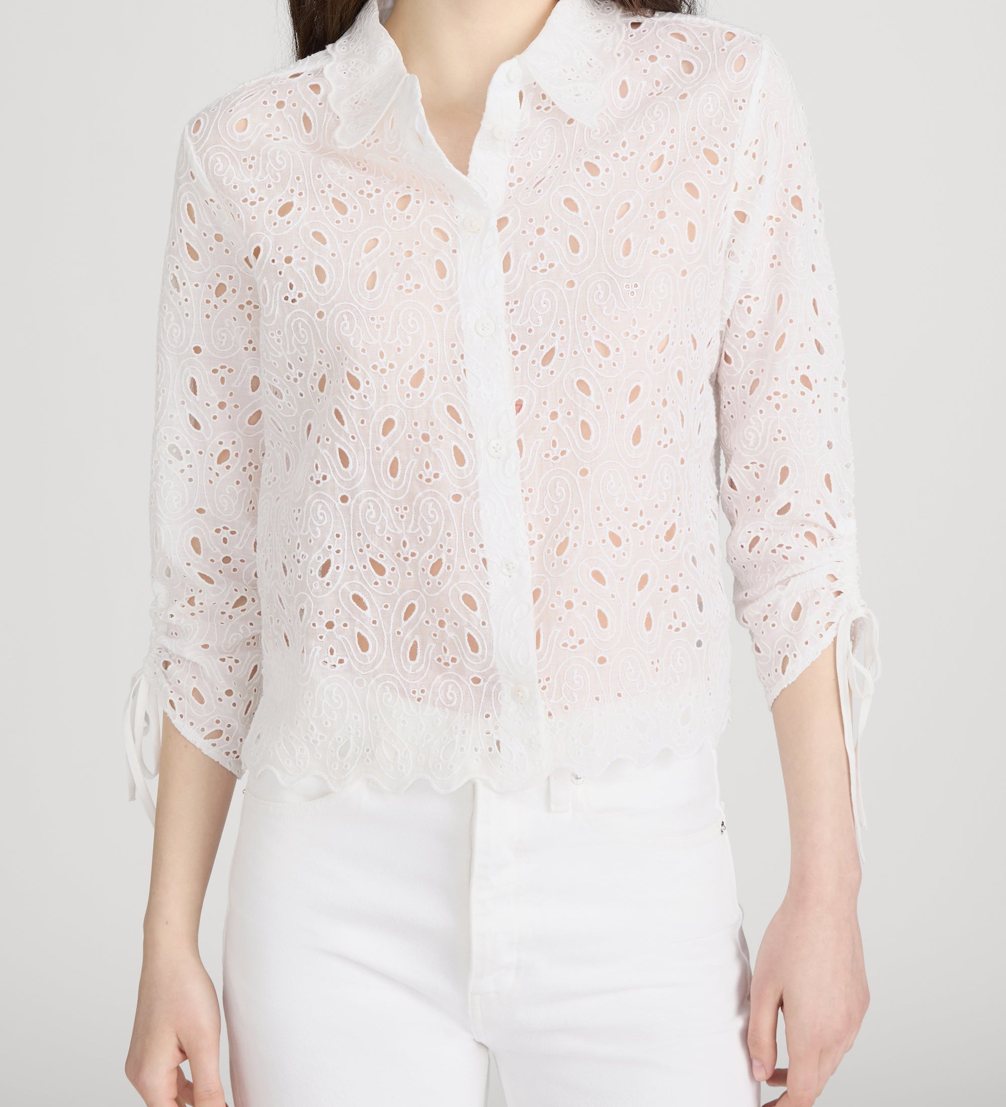 FRAME - The Paisley Eyelet Cinch Sleeve Shirt