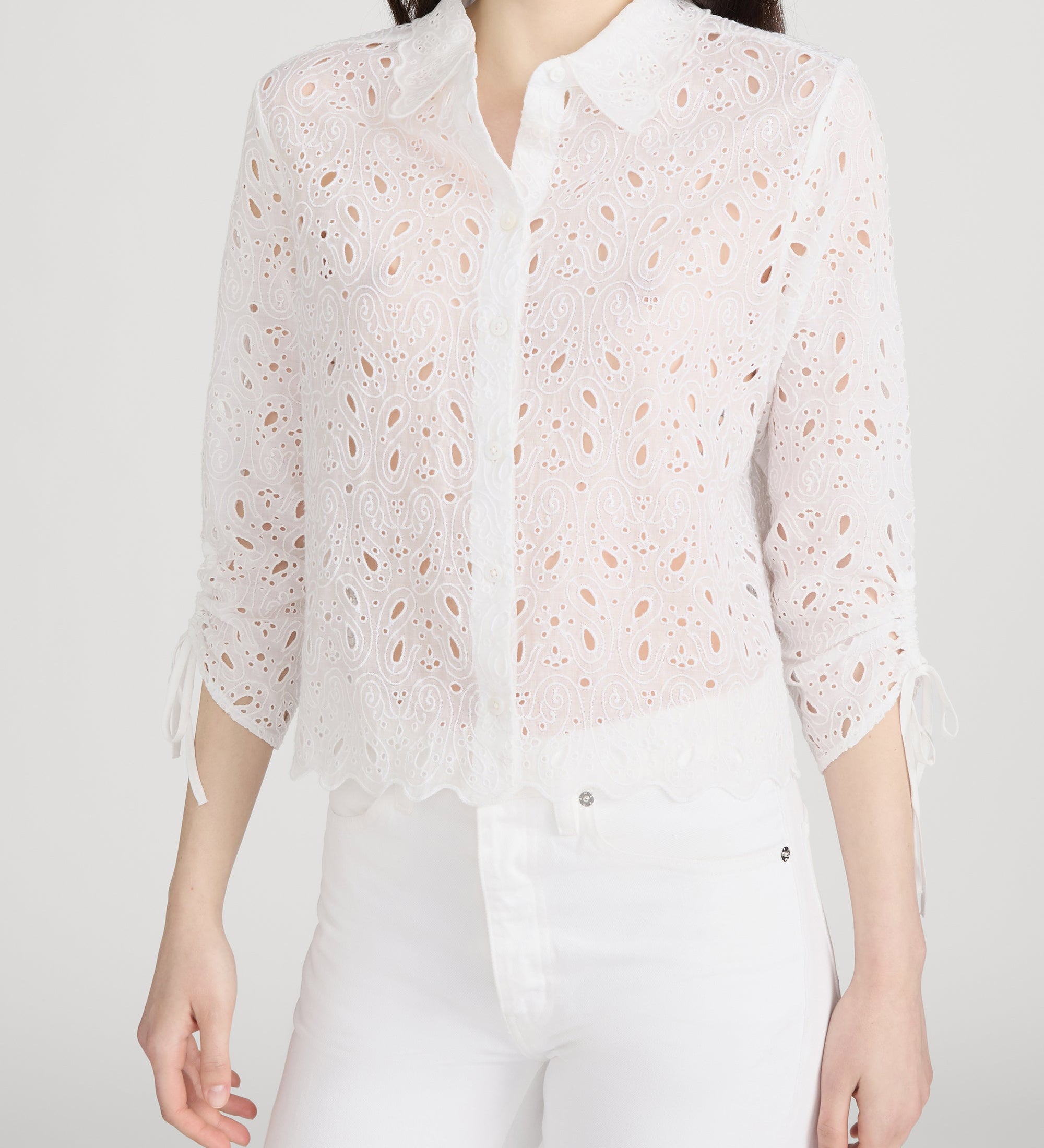 FRAME - The Paisley Eyelet Cinch Sleeve Shirt