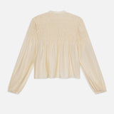 FRAME - Smocked Collarless Blouse -- Champagne