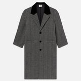 FRAME - Long Herringbone Coat -- Black Multi