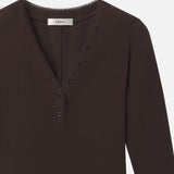 FRAME - The Mesh Trim Rib Henley -- Coffee