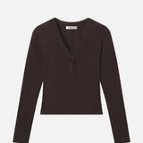 FRAME - The Mesh Trim Rib Henley -- Coffee