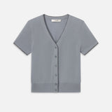 FRAME - The Cashmere Mix Trim Cardi -- Grey Blue