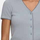 FRAME - The Cashmere Mix Trim Cardi -- Grey Blue