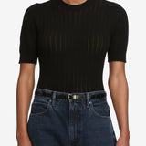 FRAME - The Ladder Pointelle Sweater -- Black