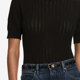 FRAME - The Ladder Pointelle Sweater -- Black