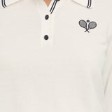 FRAME - The Long Sleeve Tennis Polo -- White