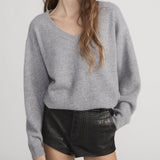 FRAME - The Cashmere V Sweater -- Heather Grey