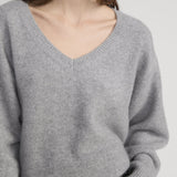FRAME - The Cashmere V Sweater -- Heather Grey