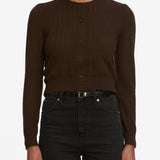 FRAME - The Ladder Pointelle Cardi -- Coffee