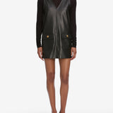 FRAME - The Leather Pinafore Dress -- Black