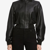 FRAME - The Leather Harrington Jacket -- Black
