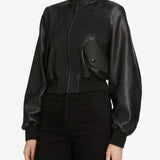 FRAME - The Leather Harrington Jacket -- Black