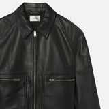 FRAME - The Leather Zip Front Jacket -- Black