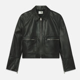 FRAME - The Leather Zip Front Jacket -- Black