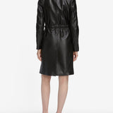 FRAME - The Long Leather Belted Jacket -- Black
