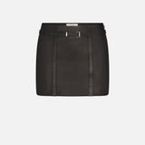 FRAME - The Leather Belted Mini Skirt -- Black