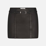 FRAME - The Leather Belted Mini Skirt -- Black