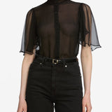 FRAME - The Flutter Blouse -- Black