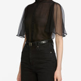 FRAME - The Flutter Blouse -- Black