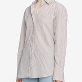 FRAME - The Striped Boy Shirt -- Aubergine Multi