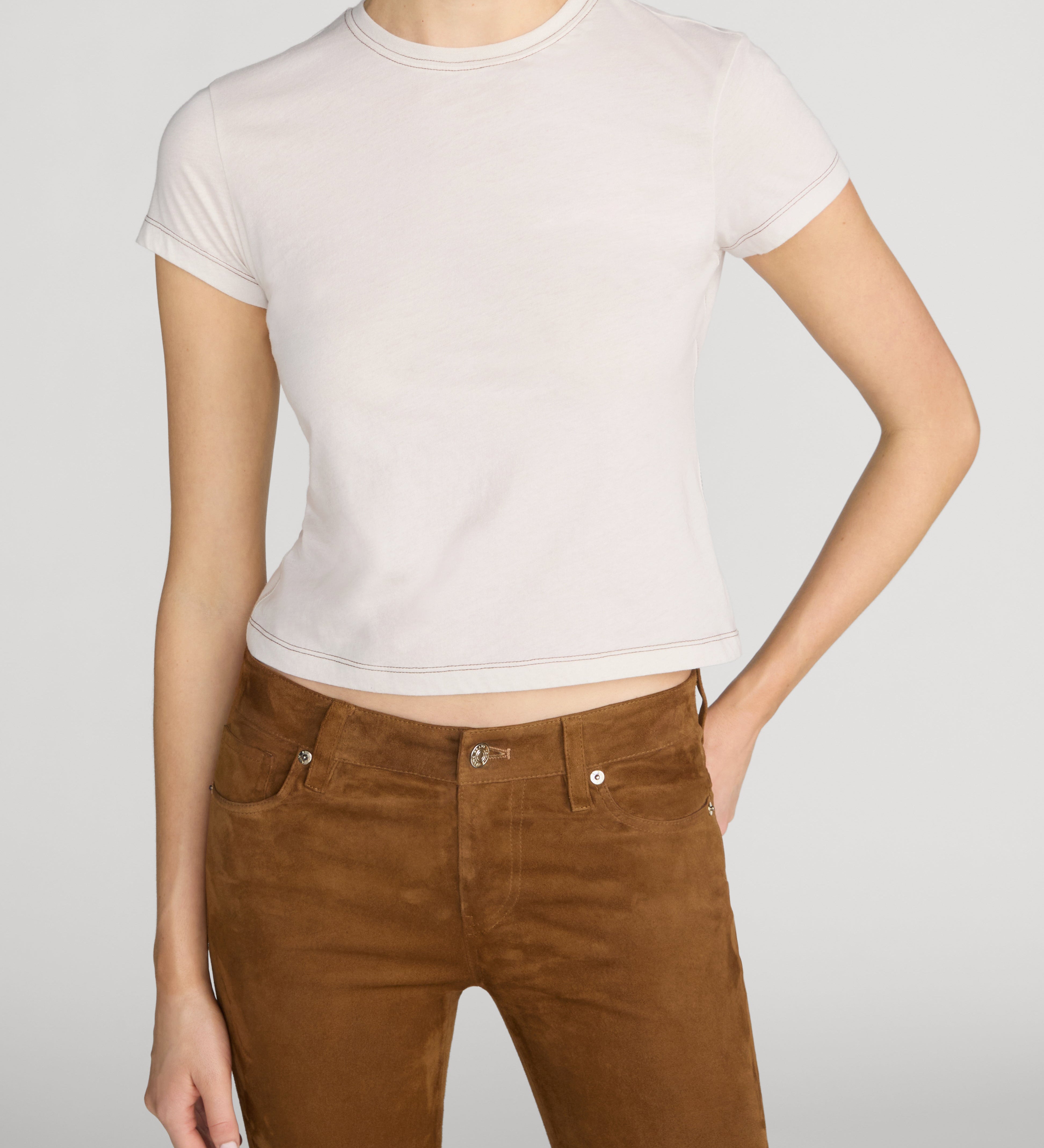 FRAME - The Contrast Stitch Baby Tee