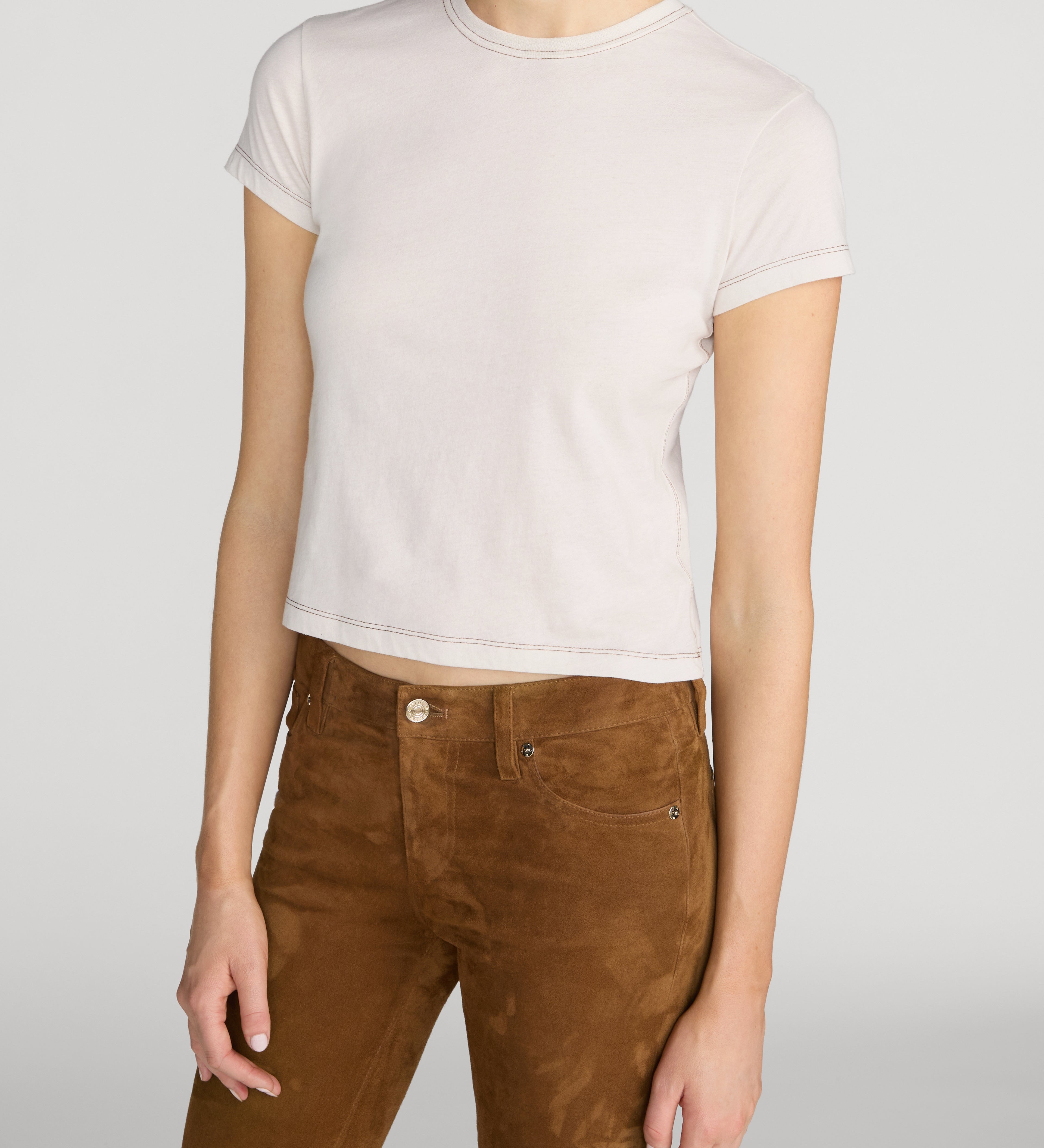 FRAME - The Contrast Stitch Baby Tee