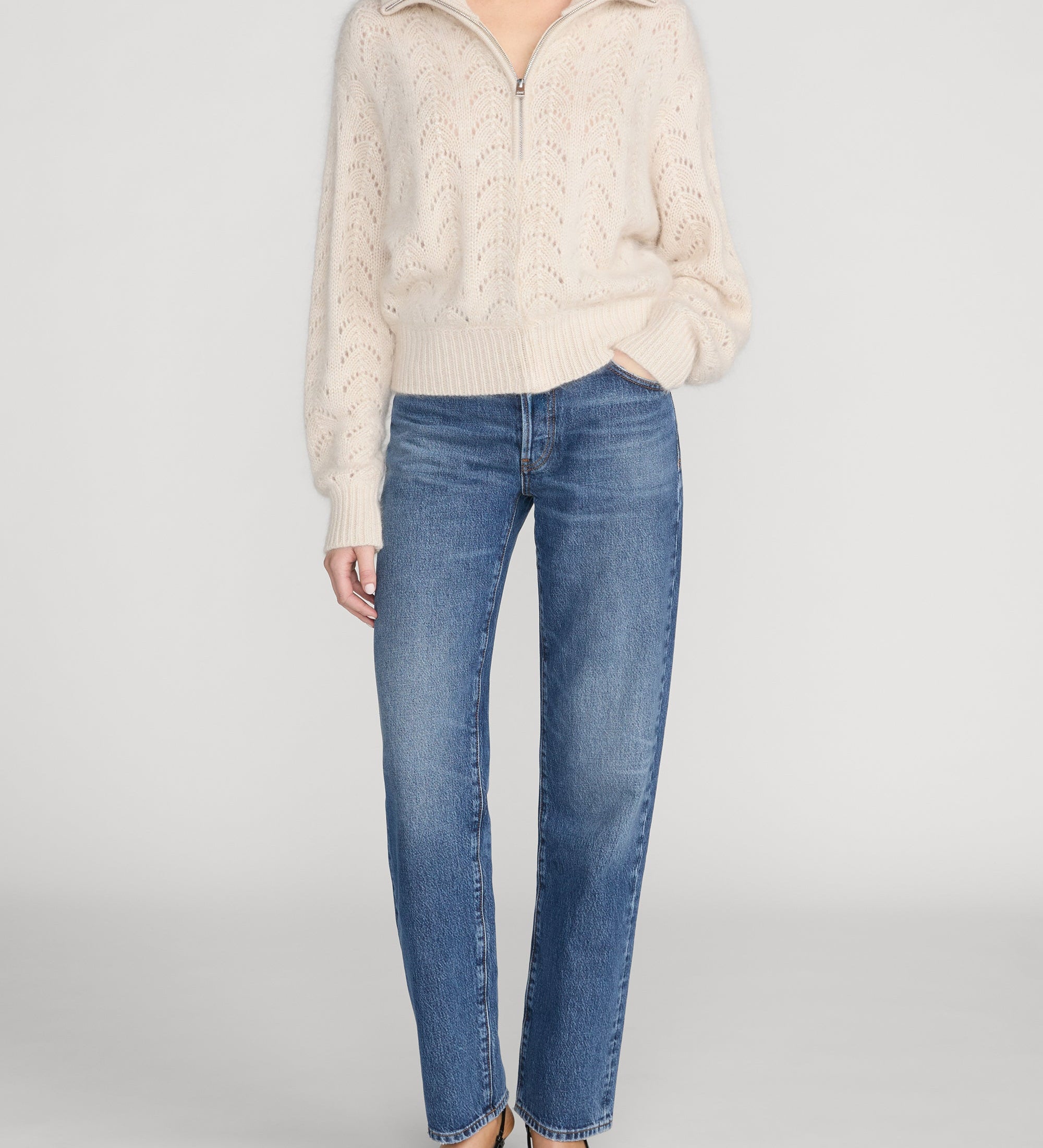 FRAME - The Airy Lurex Quarter Zip