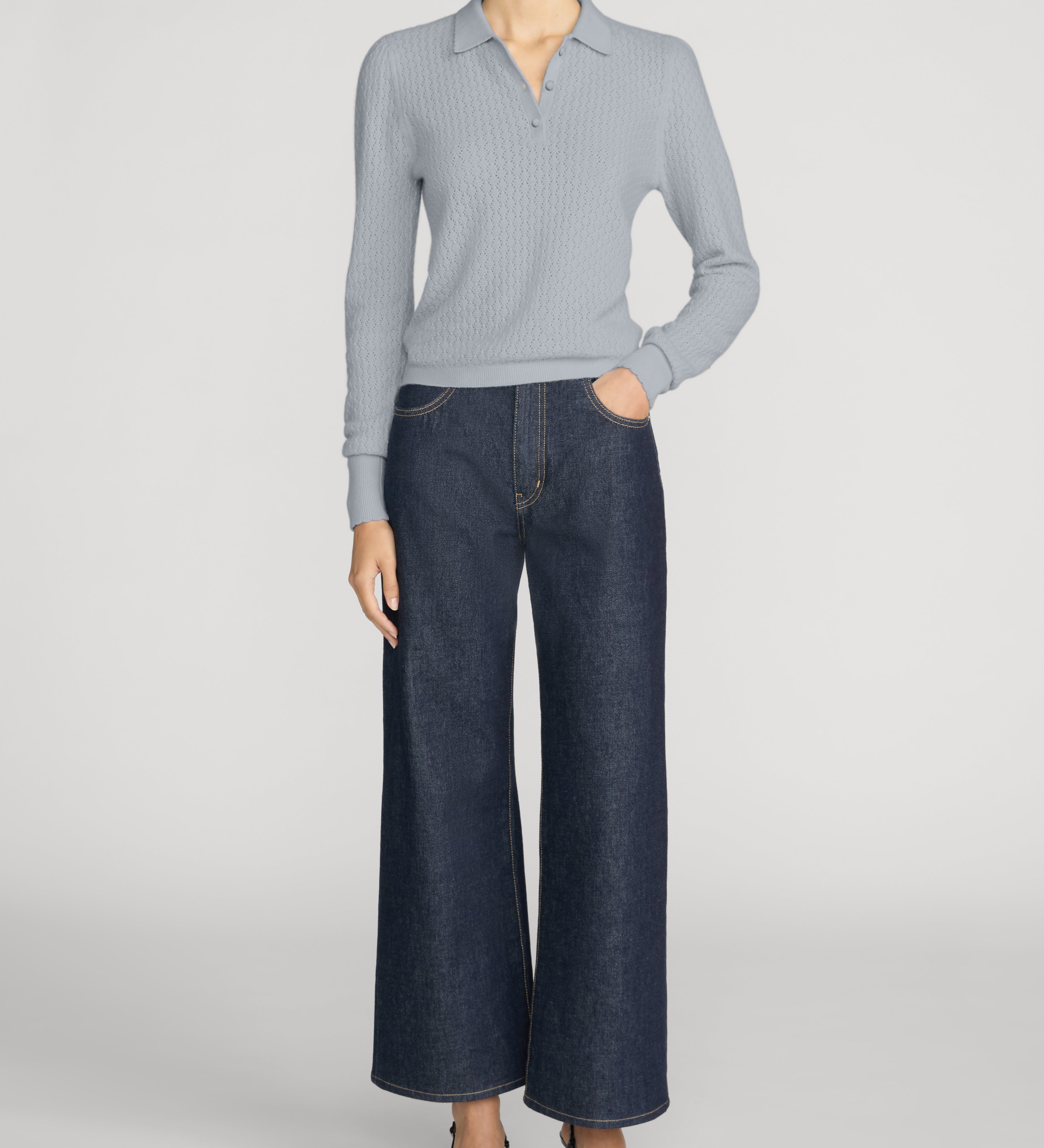 FRAME - The Long Sleeve Honeycomb Polo