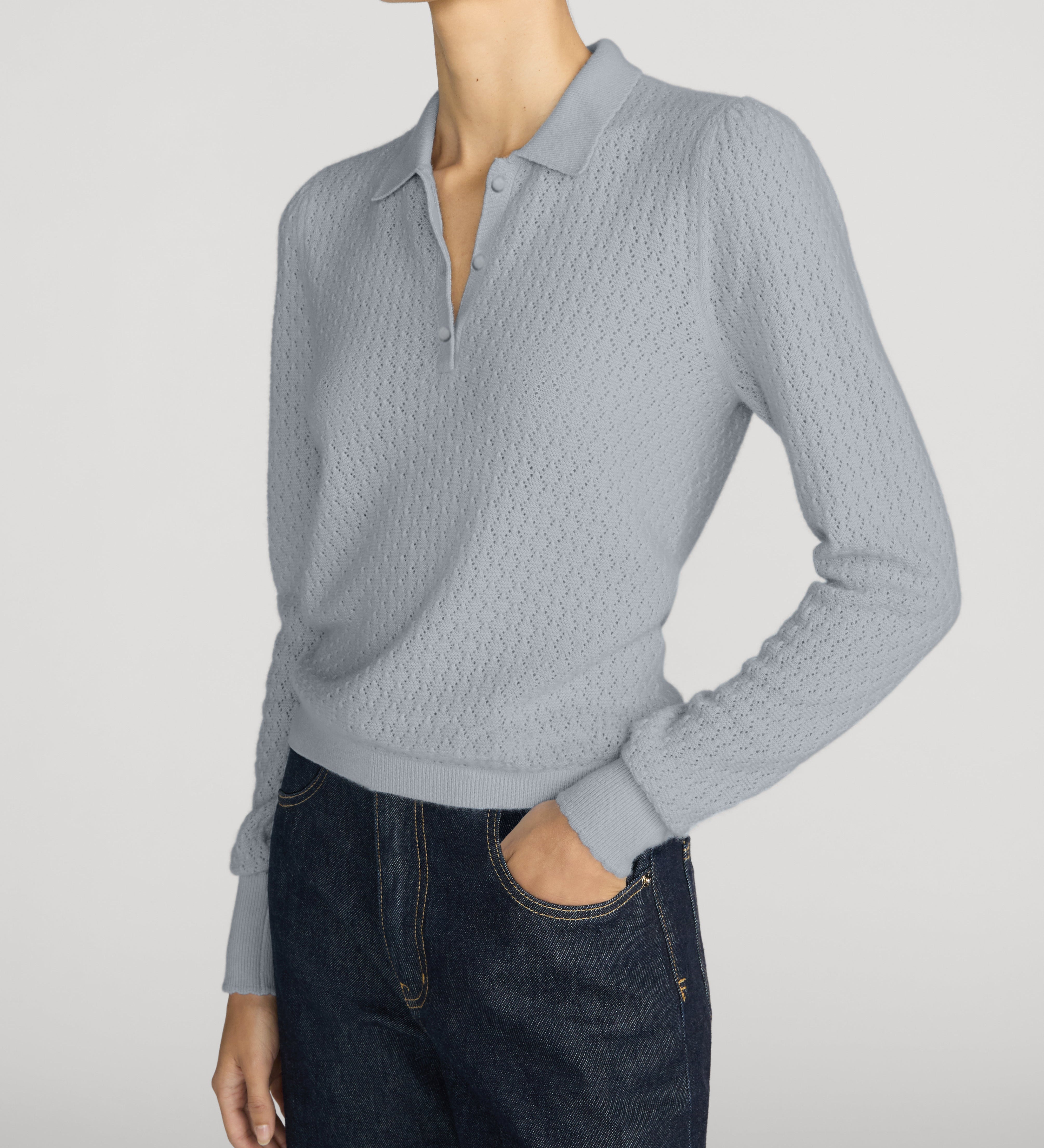 FRAME - The Long Sleeve Honeycomb Polo