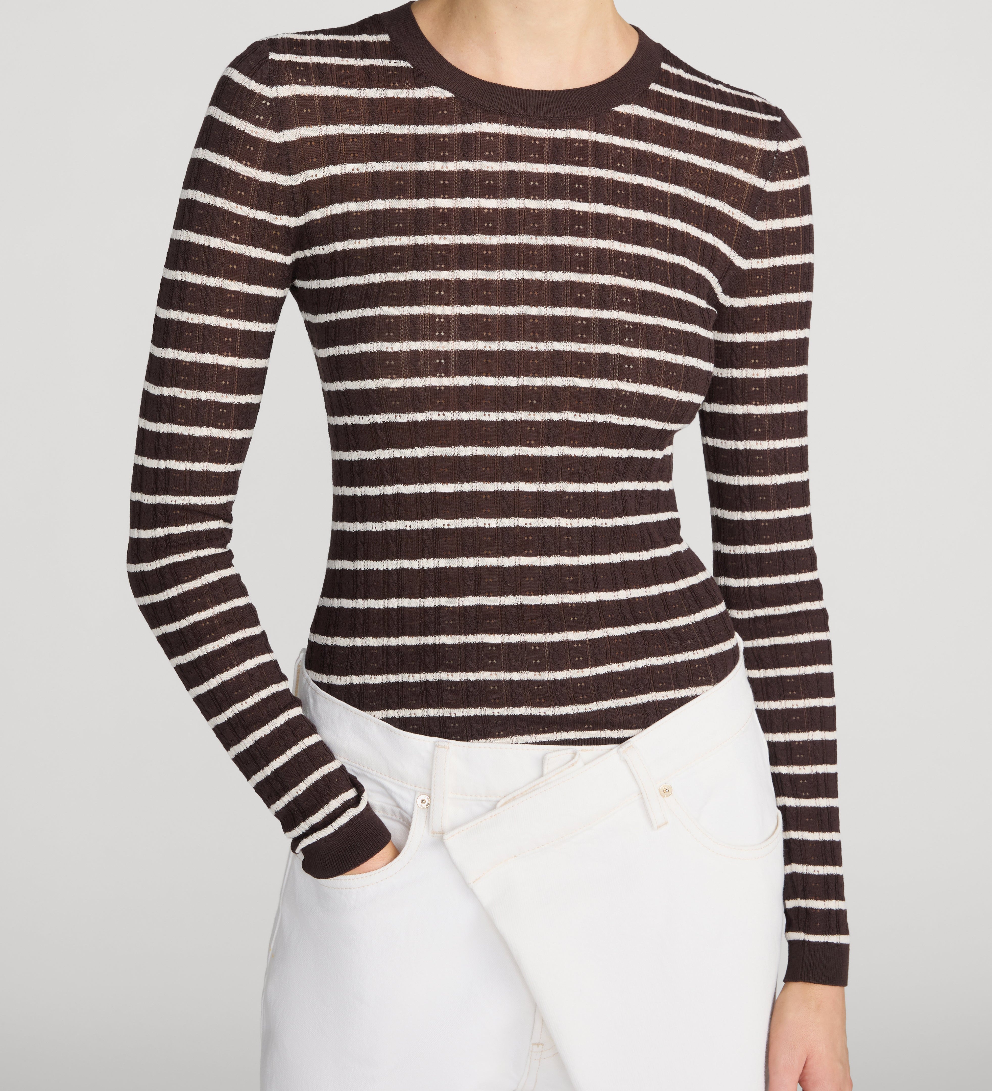 FRAME - The Pointelle Stripe Crewneck