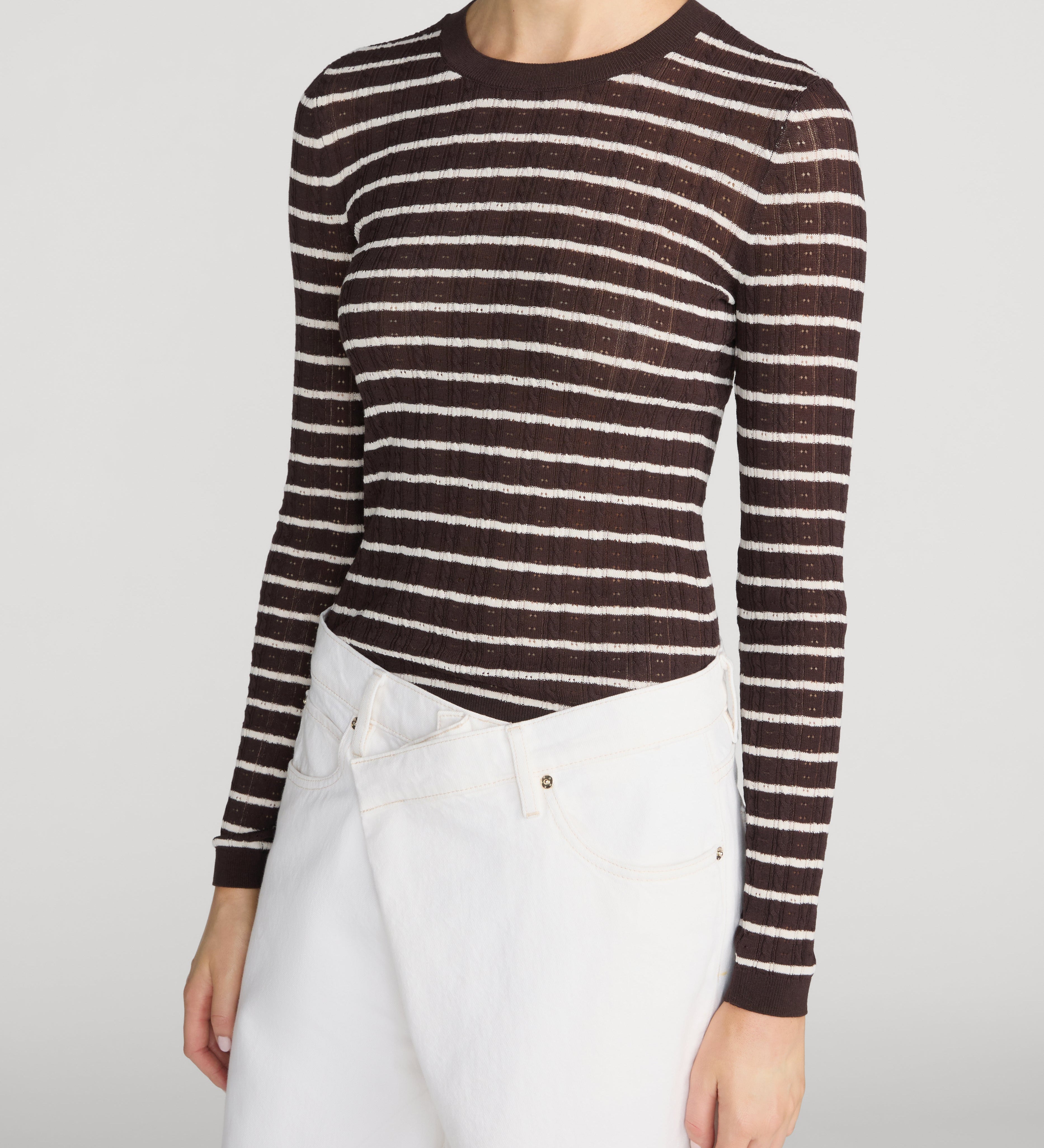 FRAME - The Pointelle Stripe Crewneck