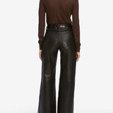 FRAME - THE LEATHER SLIM PALAZZO MODERNIST POCKET BLACK