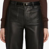 FRAME - THE LEATHER SLIM PALAZZO MODERNIST POCKET BLACK